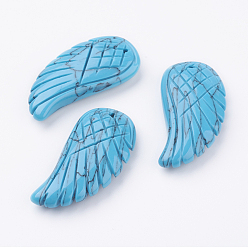 Synthetic Turquoise Synthetic Turquoise Pendants, Wing, 17~19x9~11x3~5mm, Hole: 1mm