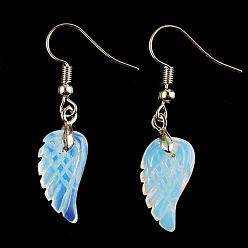 Opalite Opalite Wings Dangle Earrings, Platinum Plated Brass Jewelry for Women, 18x10mm