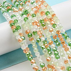 Dark Sea Green Glass Beads Strands, Faceted, Rondelle, Dark Sea Green, 8x6mm, Hole: 1mm, about 65~68pcs/strand, 15.7~16.1 inch(40~41cm)