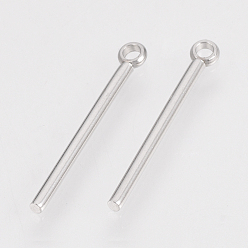 Stainless Steel Color 201 Stainless Steel Pendants, Bar, Stainless Steel Color, 22.5x1.5mm, Hole: 1.5mm
