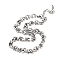 Stainless Steel Color 304 Stainless Steel Rolo Chain Necklace, Stainless Steel Color, 15.83 inch(40.2cm)