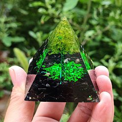 Green Resin Pyramid Tower Ornaments, for Home Office Desktop Decoration Good Lucky Gift , Green, 60x60x60mm