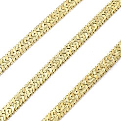 Golden Ion Plating(IP) 304 Stainless Steel Herringbone Chains, Soldered, with Spool, Golden, 6x1mm
