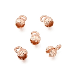 Розовое Золото Латунной шариковой советы, Калотте заканчивается, крышка узла, стойки покрытие, долговечный, без свинца и без кадмия, розовое золото , 9.5x6 мм, отверстие : 2.5 мм, внутренний диаметр: 3.5 мм