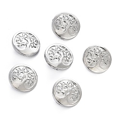 Платинированный Кнопки сплава хвостовиком, 1-луночное, без кадмия, без никеля и без свинца, плоские круглые с дерева жизни, Реальная платина, 17x6 мм, отверстие : 1.6 мм