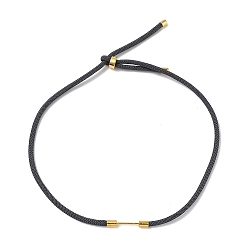Dark Gray Adjustable Nylon Cord Necklace Making, with Brass Beadable Bar, Golden, Dark Gray, 18.11x0.16 inch(46x0.4cm)