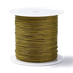 Olive Nylon Chinese Knot Cord, Nylon Jewelry Cord for Jewelry Making, Olive, 0.4mm, about 28~30m/roll