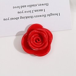 Red Cellulose Acetate(Resin) Cabochons, Flower, Red, 37x36mm