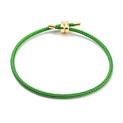 Зеленый лайм Изготовление браслетов из плетеной стальной проволоки, с золотыми тонами латунных бус, зеленый лайм, внутренний диаметр: 3-1/8 дюйм (8 см)