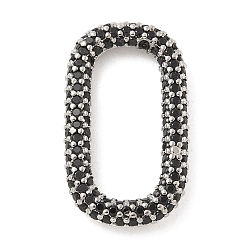 Черный Стойка покрытие латунь микропаве кубический цирконий овальные соединительные кольца, долговечный, без свинца и без кадмия, платина, чёрные, 25x14.5x3 мм, внутренний диаметр: 19x8.5 мм