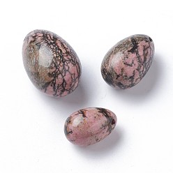 Rhodonite Natural Rhodonite Pendants Sets, Egg Stone, 45~46x30mm, 39~40x25~25.5mm, 30~31x20~20.5mm, Hole: 1.5~2mm, 3pcs/set