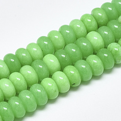 Светло-зеленый Бусины из натурального белого нефрита, окрашенные, рондель, светло-зеленый, 10x6 мм, отверстие : 1 мм, около 67 шт / нитка, 15.3 дюйм
