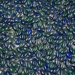 Средний Аквамарин Бисер из стекла , овальные, два тона, средний аквамарин, 9~9.5x6~6.5 мм, отверстие : 1.3~1.5 мм, Около 1058 шт / фунт