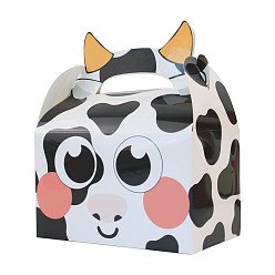 Cattle Rectangle Paper Candy Packaging Box, for Bakery and Party Gift Packaging, Cow Pattern, 16x9.5x19cm