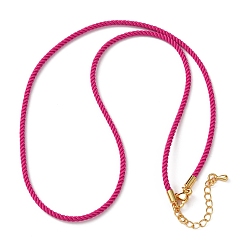 Темно-Розовый 2мм круглый нейлоновый миланский шнур для изготовления ожерелья, с латунными выводами и 303 застежками из лобстера из нержавеющей стали, реальный 18 k позолоченный, темно-розовыми, 18.50~18.70 дюйм (47~47.5 см)