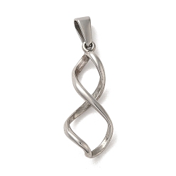 Stainless Steel Color 304 Stainless Steel Pendants, Infinity Charm, Stainless Steel Color, 32.5x11x6mm, Hole: 3x8mm