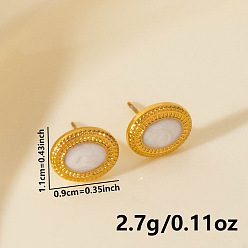 Золотой Винтажные овальные 304 серьги-гвоздики из нержавеющей стали, золотые, 11x9 мм