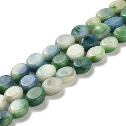Green Natural Dolomite Beads Strands, Dyed, Flat Oval, Green, 9.5~10x7.5~8x4.5mm, Hole: 1.2mm, about 42~44pcs/strand, 15.35~15.94 inch(39~40.5cm)