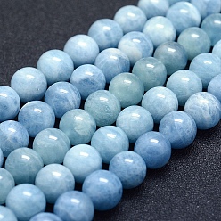 Aquamarine Natural Aquamarine Beads Strands, Grade AB+, Round, 10mm, Hole: 1mm, about 39pcs/strand, 15.7 inch(40cm)