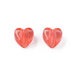 Cerise Transparent Acrylic Beads, Heart, Cerise, 8x8.5x5.5mm, Hole: 2.5mm, about 2030pcs/500g
