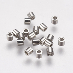 Stainless Steel Color 304 Stainless Steel Spacer Beads, Column, Stainless Steel Color, 2x2mm, Hole: 0.9mm