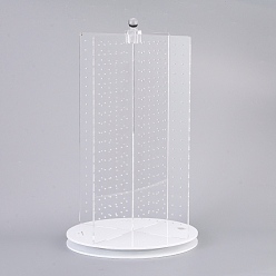 Clear 360°Rotating Organic Glass Earring Display Stand, Earring Display Tower, Clear, 34x20cm