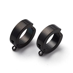 Electrophoresis Black 304 Stainless Steel Ear Cuff Findings, with Vertical Loop, None Pattern, Electrophoresis Black, 16x13x2mm, Hole: 1.4mm