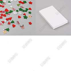 (52) Непрозрачная лаванда 2 сумки 2 деревянные пуговицы с дырочками, разнообразные, Новогодняя тема, разноцветные, 17~36x17~25x2~2.5 мм, отверстие : 1.2~2 мм