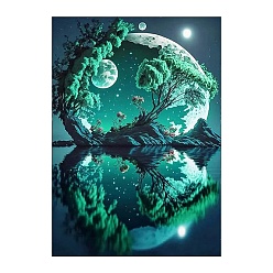 Light Sea Green Moon DIY Natural Scenery Pattern 5D Diamond Painting Kits, Light Sea Green, 400x300mm