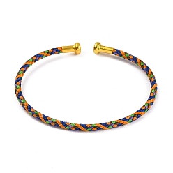 Разноцветный Изготовление браслета из плетеной проволоки из углеродистой стали, с позолоченными латунными заглушками, красочный, 0.25 см, внутренний диаметр: 2-3/8 дюйм (6.1 см)