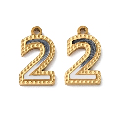 Number 304 из нержавеющей стали шармы эмали, ионное покрытие, числовые темы, золотые, 2, 14x8x1 мм, отверстие : 1.4 мм