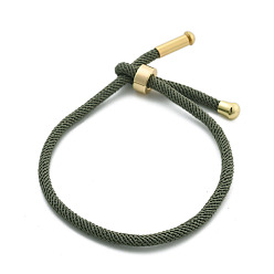 Темно-серый Браслеты хлопок шнур, с латунной найти, долговечный, реальный 24 k позолоченный, темно-серый, 8-1/2 дюйм (21.5 см) ~ 9 дюйм (23 см)