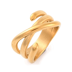 Золотой Ионное покрытие (IP) 304 женские кольца на палец крест-накрест из нержавеющей стали, золотые, 13 мм, размер США 7 (17.3 мм)