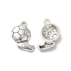 Antique Silver Tibetan Style Alloy Pendants, Football with Shoes Charm, Antique Silver, 21x16.5x3mm, Hole: 1.8mm, about 312pcs/500g