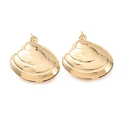 Real 18K Gold Plated Brass Pendants, Shell Shape Charms, Long-Lasting Plated, Rack Plating, Lead Free & Cadmium Free, Real 18K Gold Plated, 19.5x19x7mm, Hole: 2mm