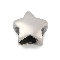 Нержавеющая Сталь Цвет 304 из нержавеющей стали европейские шарики, бусины с большим отверстием, звезда, цвет нержавеющей стали, 11x11x8 мм, отверстие : 4.5 мм