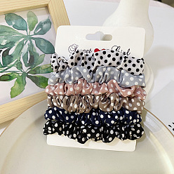 Dot pattern design Colorful Satin Hair Tie Set - Elegant and Versatile Hair Accessories for Ponytails and Buns.