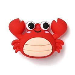Red PVC Plastic Big Pendants, Crab, Red, 37x52x21mm, Hole: 3.5mm
