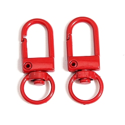 Red Spray Painted Alloy Swivel Clasps, Swivel Snap Hook Clasps, Red, 31.5x12.5mm