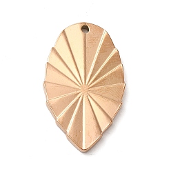 Rose Gold Ion Plating(IP) 304 Stainless Steel Pendants, Leaf Charm, Rose Gold, 30x18x2mm, Hole: 1.4mm