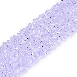 Лиловый Прозрачные стеклянные бусины, треугольные, граненые, сирень, 2~2.5x3.5~4x3.5~4 мм, отверстие : 0.8 мм, около 126~132 шт / нитка, 13.78~14.96'' (35~38 см)
