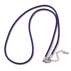 Индиго 2мм круглый нейлоновый миланский шнур для изготовления ожерелья, с латунными выводами и 303 застежками из лобстера из нержавеющей стали, цвет нержавеющей стали, индиговые, 18.50~18.70 дюйм (47~47.5 см)