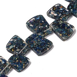 Prussian Blue Dyed Natural Imperial Jasper with Resin Beads Strands, Trapezoid, Prussian Blue, 17.5~35.5x24~29x6~6.5mm, Hole: 1.5mm, about 15pcs/strand, 12.40''(31.5cm)