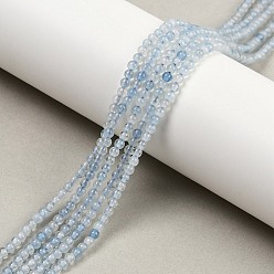 Аквамарин Природные Аквамарин бисер нитей, класс А, круглые, 3 мм, отверстие : 0.6 мм, около 144 шт / нитка, 15.55'' (39.5 см)