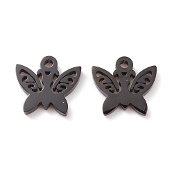 Electrophoresis Black 304 прелести нержавеющей стали, лазерная резка, бабочка, ионное покрытие (ip), электрофорез черный, 11x11.5x1.5 мм, отверстие : 1.2 мм