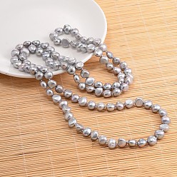 Dark Gray Natural Pearl Nuggets Beaded Necklace, Dark Gray, 62.9 inch