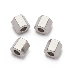 Stainless Steel Color 304 Stainless Steel Spacer Beads, Hexagon, Stainless Steel Color, 4.5x4.5x4mm, Hole: 1.8mm