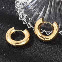 Настоящее золото 18K 202 обруч серьги из нержавеющей стали замке, с 316 хирургическим стержнем из нержавеющей стали, кольцо, золотые, 4 датчик, 19x20x5 мм, штифты : 1 мм