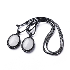 Quartz Crystal Natural Quartz Crystal Charm Bracelets, with Nylon Cord, Oval, 3.9~7.7cm