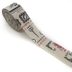 Tool Cotton Linen Printed Ribbons, Garment Accessories, Flat, Scissors, 1-5/8 inch(40mm)